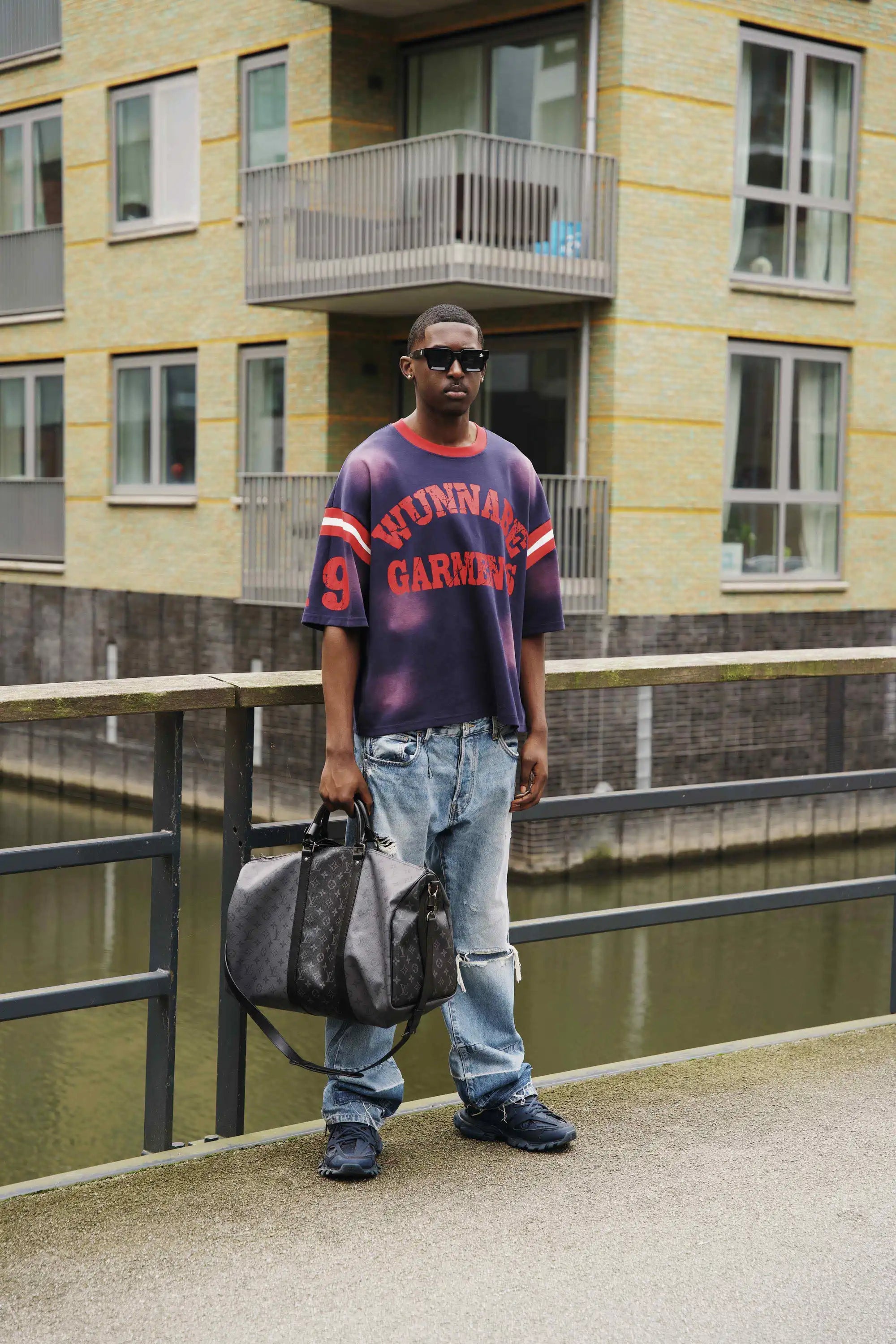 WUNNABE CROPPED BOXY T-SHIRT - BLUE