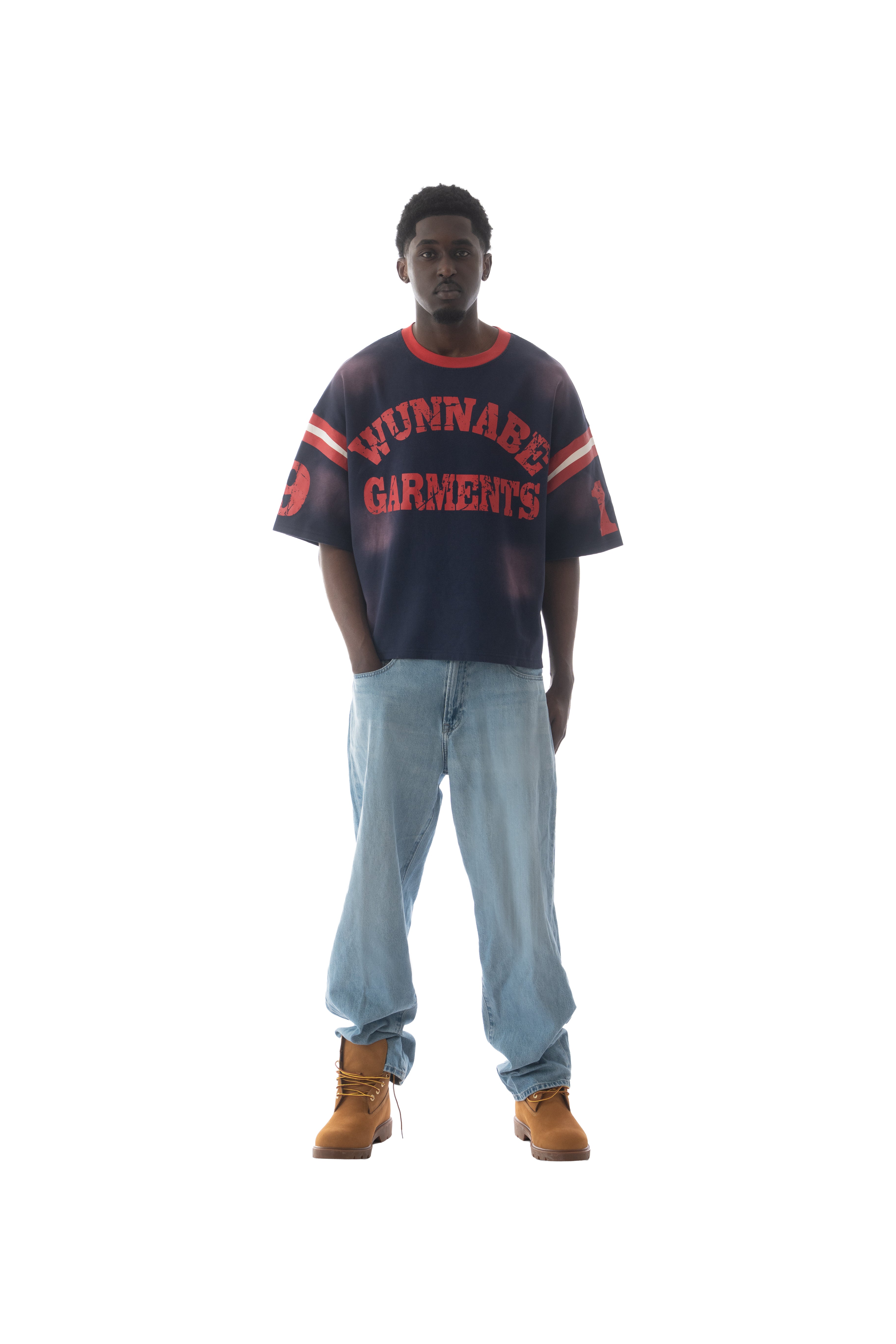 WUNNABE CROPPED BOXY T-SHIRT - BLUE